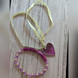 🄷🄰🄽🄳🄼🄰🄳🄴 Heart Necklace With Matching Bracelet